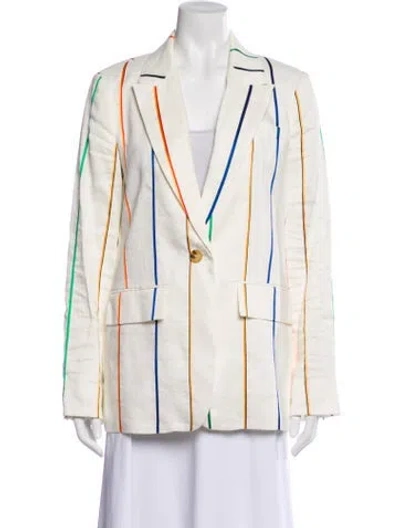 Pre-owned Derek Lam 10 Crosby Linen Striped Blazer In White