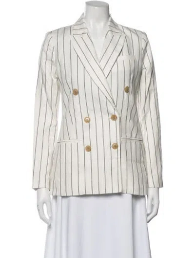 Pre-owned Derek Lam 10 Crosby Linen Striped Blazer In White