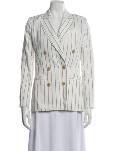 Pre-owned Derek Lam 10 Crosby Linen Striped Blazer In White