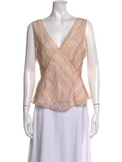 Pre-owned Derek Lam 10 Crosby Linen Striped Blouse In Neutral