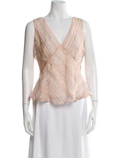 Pre-owned Derek Lam 10 Crosby Linen Striped Blouse In Yellow