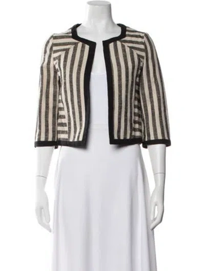 Pre-owned Derek Lam 10 Crosby Linen Striped Jacket In Neutral