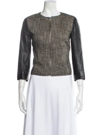 Pre-owned Derek Lam 10 Crosby Linen Tweed Pattern Evening Jacket In Gray