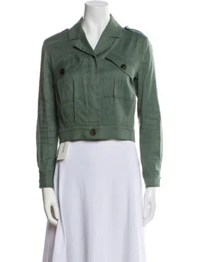 Pre-owned Derek Lam 10 Crosby Linen Utility Jacket In Green