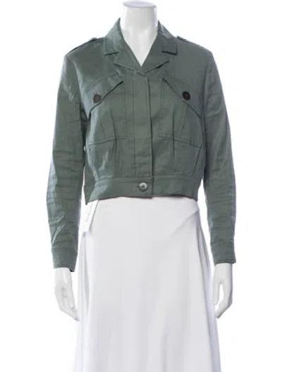 Pre-owned Derek Lam 10 Crosby Linen Utility Jacket In Green