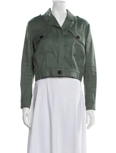Pre-owned Derek Lam 10 Crosby Linen Utility Jacket In Green