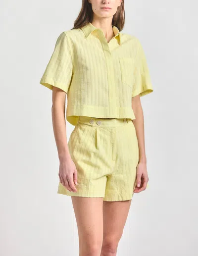 Derek Lam 10 Crosby Lira Crop Short Sleeve Shirt In Yellow
