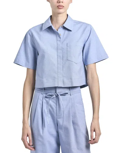 Derek Lam 10 Crosby Lira Crop Short Sleeve Shirt In Blue