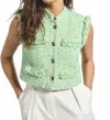 Derek Lam 10 Crosby Loa Tweed Sleeveless Jacket In Electric Multi In Green