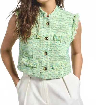 Derek Lam 10 Crosby Loa Tweed Sleeveless Jacket In Electric Multi In Green