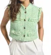 Derek Lam 10 Crosby Loa Tweed Sleeveless Jacket In Electric Multi In Green