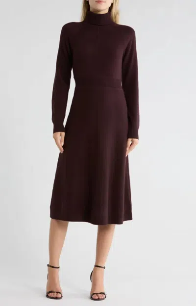 Derek Lam 10 Crosby Long Sleeve Wool Turtleneck Sweater Dress In Aubergine In Purple