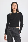 Derek Lam 10 Crosby Lonnie Viscose Knit Layered Cardigan In Black