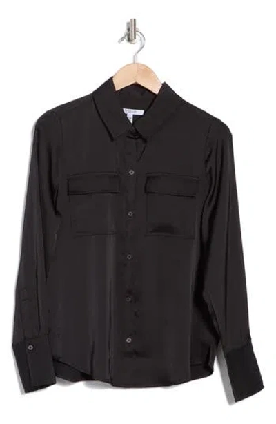 Derek Lam 10 Crosby Lorena Pocket Button-up Shirt In Black