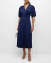 Derek Lam 10 Crosby Lorraine Twist Front Midi Dress In Baltic