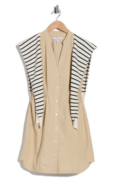 Derek Lam 10 Crosby Lotte Mixed Media Dress In Neutral