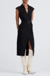 Derek Lam 10 Crosby Womens Collar Removeable Belt Shirtdress In Black