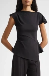 Derek Lam 10 Crosby Luelle Asymmetric Peplum Top In Brown