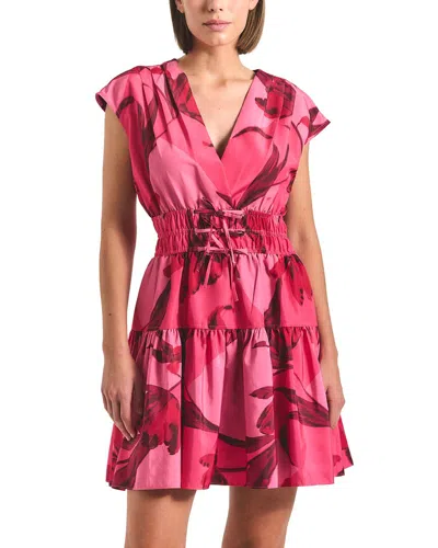 Derek Lam 10 Crosby Lunette Printed Faille Bubble Hem Dress In Brown