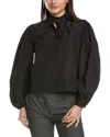 Derek Lam 10 Crosby Lupa Pleated Sleeve Top In Black
