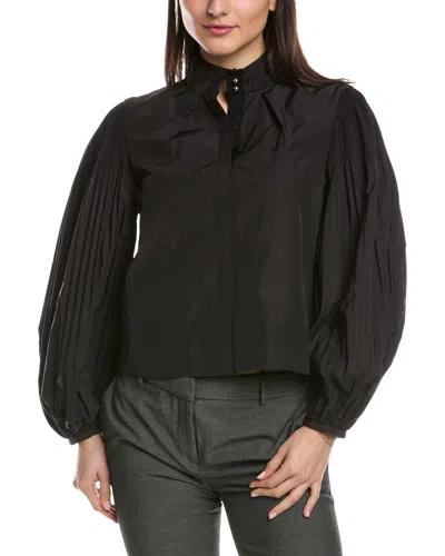 Derek Lam 10 Crosby Lupa Pleated Sleeve Top In Black