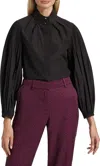 Derek Lam 10 Crosby Lupa Pleated Sleeve Blouse In Black