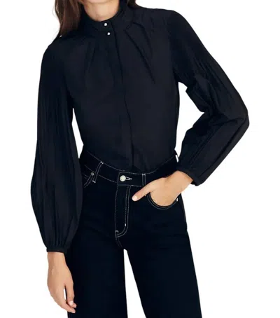 Derek Lam 10 Crosby Lupa Pleated Sleeve Top In Black