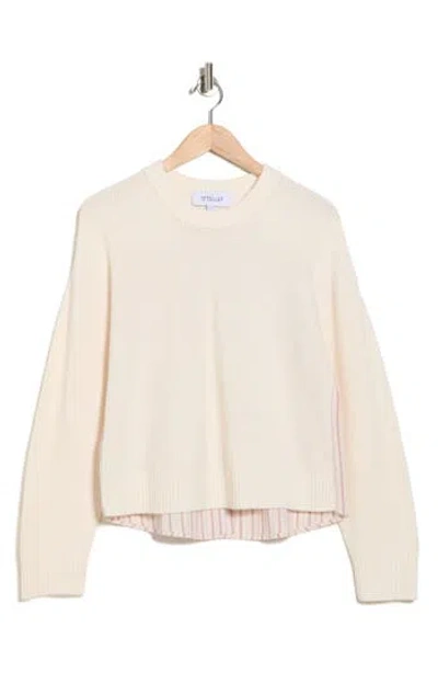 Derek Lam 10 Crosby Lyon Mixed Media Wool Blend Sweater In White