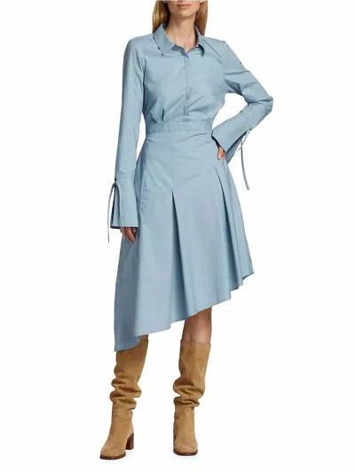 Derek Lam 10 Crosby Maddison Long Sleeve Midi Dress In Denim In Multi