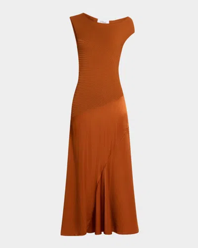 Derek Lam 10 Crosby Madeline Mixed-media Maxi Dress In Copper