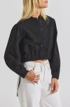Derek Lam 10 Crosby Malory Garden Tile Cotton Eyelet Button-up Shirt In Black