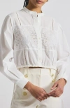 Derek Lam 10 Crosby Malory Garden Tile Cotton Eyelet Button-up Shirt In White