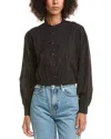 Derek Lam 10 Crosby Malory Garden Tile Cotton Eyelet Button-up Shirt In Black
