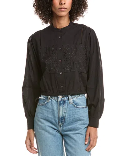 Derek Lam 10 Crosby Malory Garden Tile Eyelet Blouse In Black