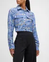 Derek Lam 10 Crosby Marc Jacquard Trucker Jacket In Ciel Multi