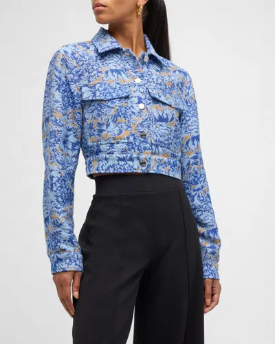 Derek Lam 10 Crosby Marc Jacquard Trucker Jacket In Blue Multi
