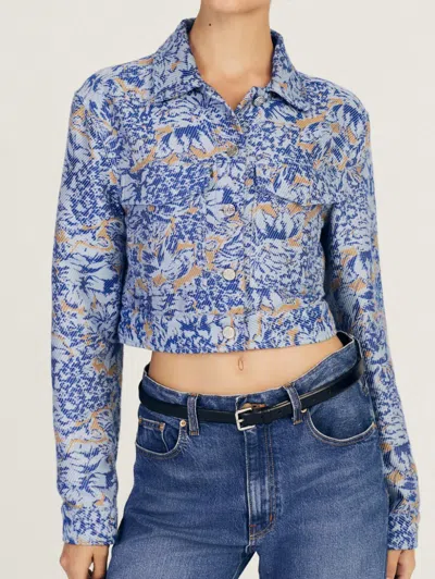 DEREK LAM 10 CROSBY MARC POCKET FRONT JACKET IN CIEL MULTI
