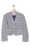 Derek Lam 10 Crosby Marcel Fringe Tweed Jacket In Blanc De Blanc/indigo