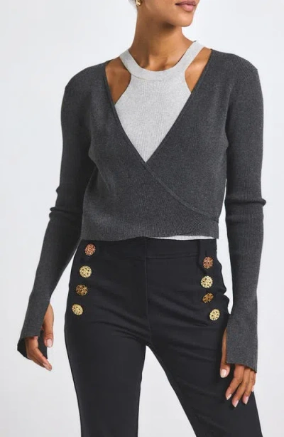 Derek Lam 10 Crosby Maren Wrap Cardigan In Gray
