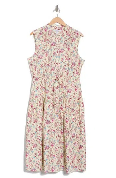 Derek Lam 10 Crosby Margaret Sleeveless Midi Dress In Buttermilk Multi