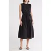Derek Lam 10 Crosby Margaret Sleeveless Poplin Midi Dress In Black