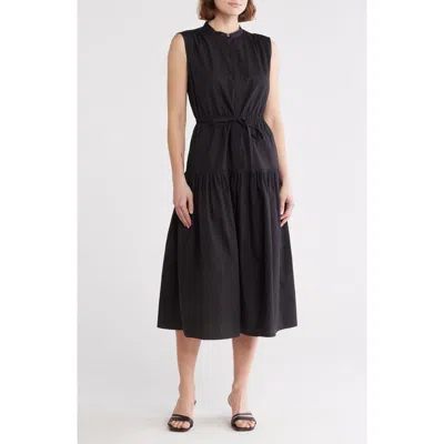Derek Lam 10 Crosby Margaret Sleeveless Poplin Midi Dress In Black