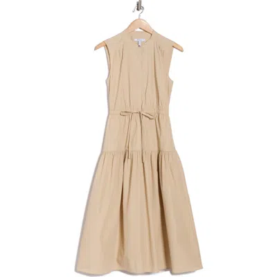 Derek Lam 10 Crosby Margaret Sleeveless Poplin Midi Dress In Brown