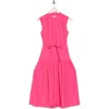Derek Lam 10 Crosby Margaret Sleeveless Poplin Midi Dress In Fuchsia