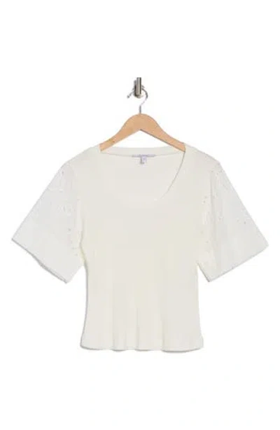 Derek Lam 10 Crosby Margaux Mix Media T-shirt In Blanc De Blanc