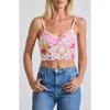 Derek Lam 10 Crosby Margo Floral Stretch Linen Blend Crop Top In Multi