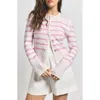 Derek Lam 10 Crosby Mariana Reversible Stripe Wool Blend Cardigan In Venetian Pink Multi
