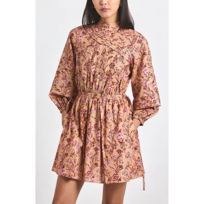 Derek Lam 10 Crosby Marisol Metallic Long Sleeve Minidress In Multi