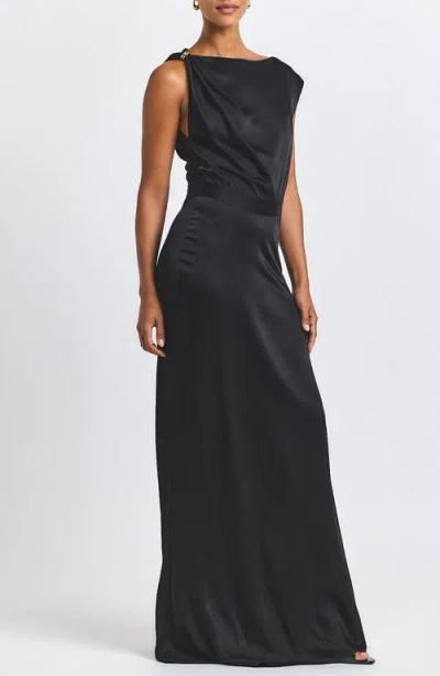 Derek Lam 10 Crosby Maritza Sleeveless Satin Maxi Dress In Black