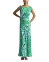 Derek Lam 10 Crosby Maritza Watercolor Tile Print Asymmetric Dress In Green